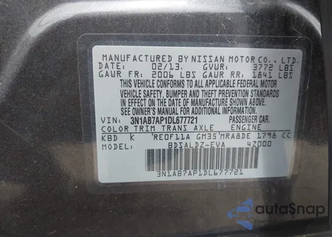 2013 Nissan Sentra Sv from USA, damaged, VIN 3N1AB7AP1DL677721